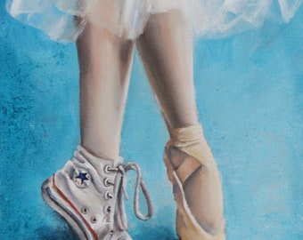 Ballet art print,Ballerina pointe Shoe , converse all star shoe, Ballet decor , girl empowerment