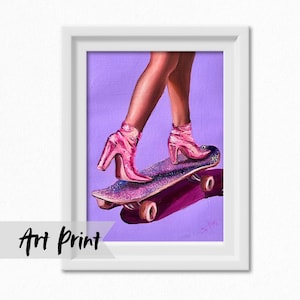 Kick Flip - Skating with heels , Fine Art Print