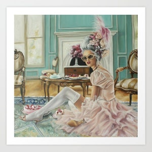 Modern Marie Antoinette art print | french regency art |  eat cake | feminine art