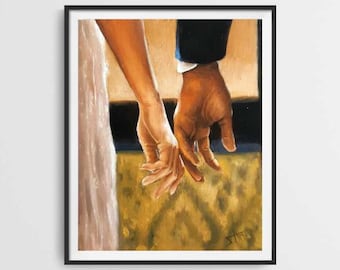 Bridgerton inspired Art print from Original oil painting , Hands Simon and Daphne , couple gift or love decor