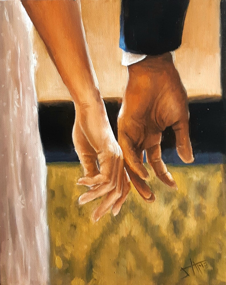 Bridgerton inspired Art print from Original oil painting , Hands Simon and Daphne , couple gift or love decor image 3