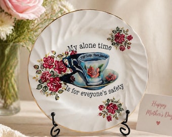 Cadeau amusant pour la fête des mères | Assiette décorative florale vintage pour maman