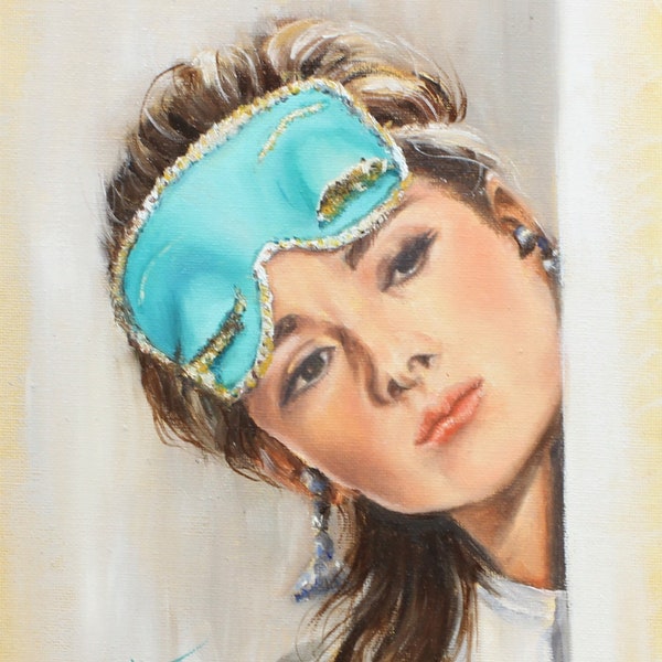 Audrey Hepburn Art print, Breakfast at Tiffany's " Blue Mask " Bedroom art ,self care