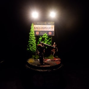 Bienvenue à Raccoon City - Nemesis - Mini diorama Zombie - Virus T - scène de film - Zombie résident - Lampe LED alimentée par USB - Cadeau