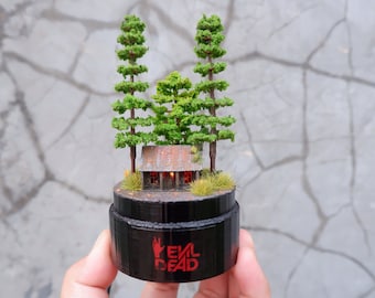Glass Dome LED - cabin in the wood diorama -  inspired form Evil dead Movie - Horror  creepy Scene - LED Lamp powered by USB - Gift
