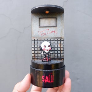 Saw Billy the doll puppet diorama - Horror Scene Jigsaw want to play a game - LED USB light - Special  Gift - merchandise