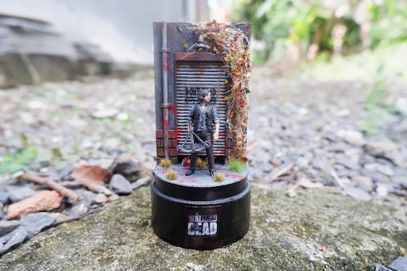 Tariff include - LED Lamp Glass Dome Diorama - Miniature Zombie Survival Inspired by daryl dixon | The Walking Dead Fan Art Gift Dead Inside