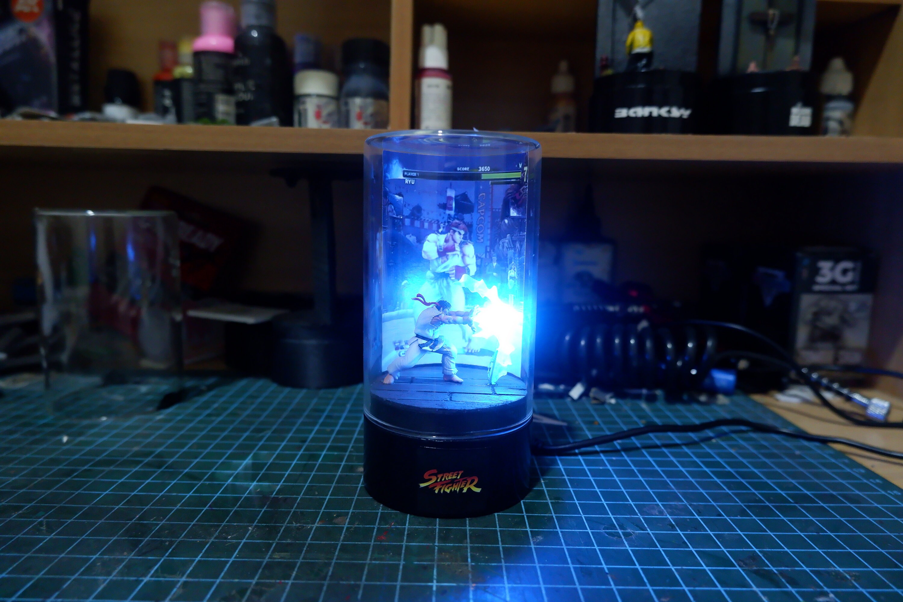 Glass Dome LED - Ryu Ken Master Street Fighter Mini Diorama