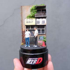 藤原豆腐店のミニチュアジオラマガラスドーム - AE86 カーモデル