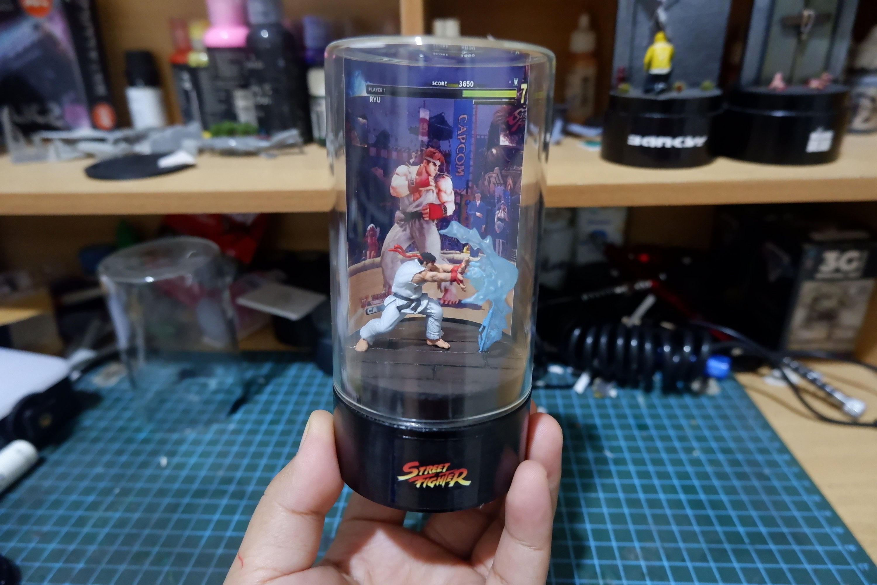 Glass Dome LED - Ryu Ken Master Street Fighter Mini Diorama