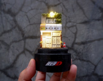 藤原豆腐店のミニチュアジオラマガラスドーム - AE86 カーモデル
