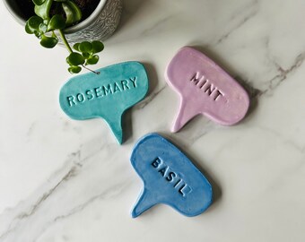 ceramic herb markers for veggie gardens, great gift for gardeners