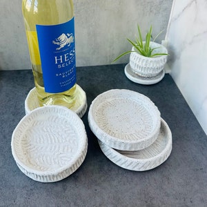 wine bottle coaster, handmade pottery, unique ceramic gift