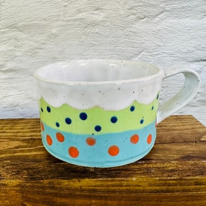 ceramic coffee mug, unique tea cup, handmade pottery, housewarming gift Blue & Green