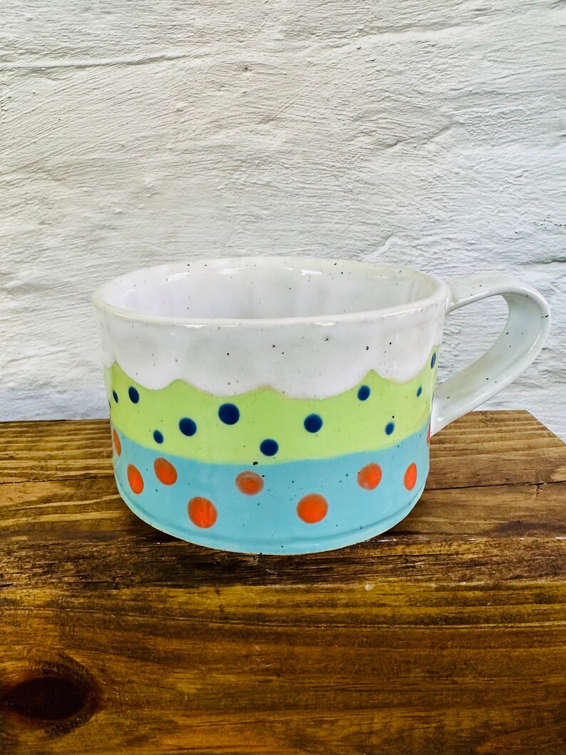 ceramic coffee mug, unique tea cup, handmade pottery, housewarming gift Blue & Green