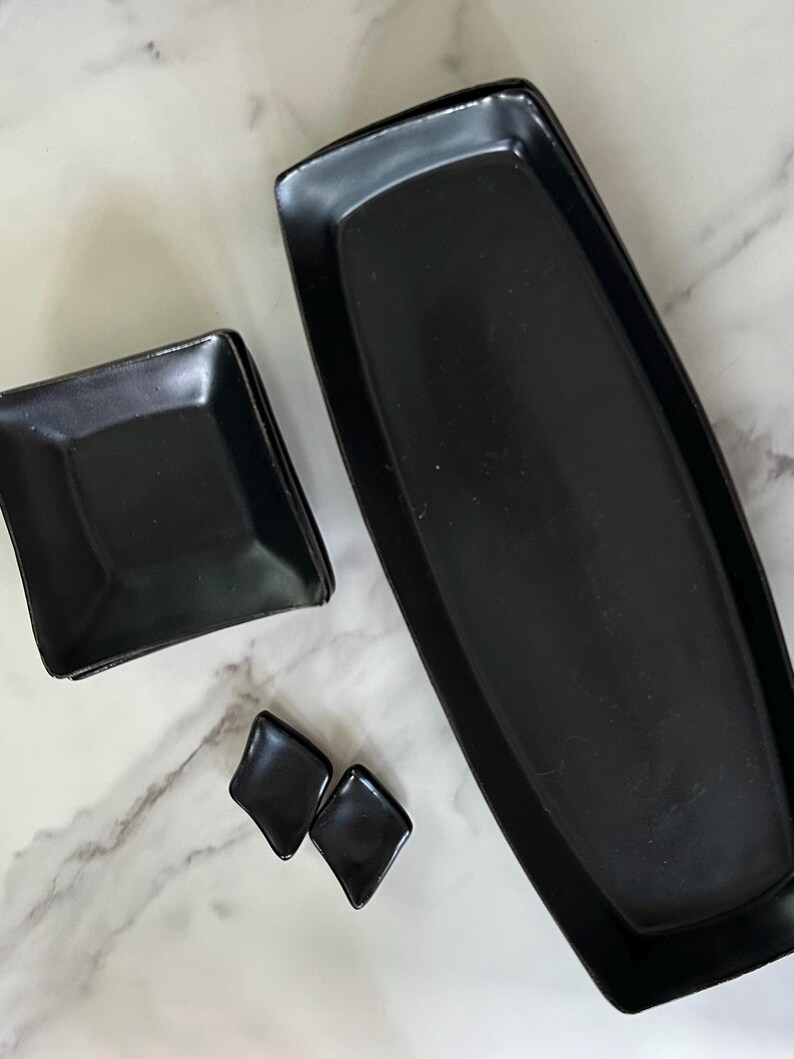 Ceramic Sushi Plate Set for 2, Handmade Pottery, Unique Gift for Her or