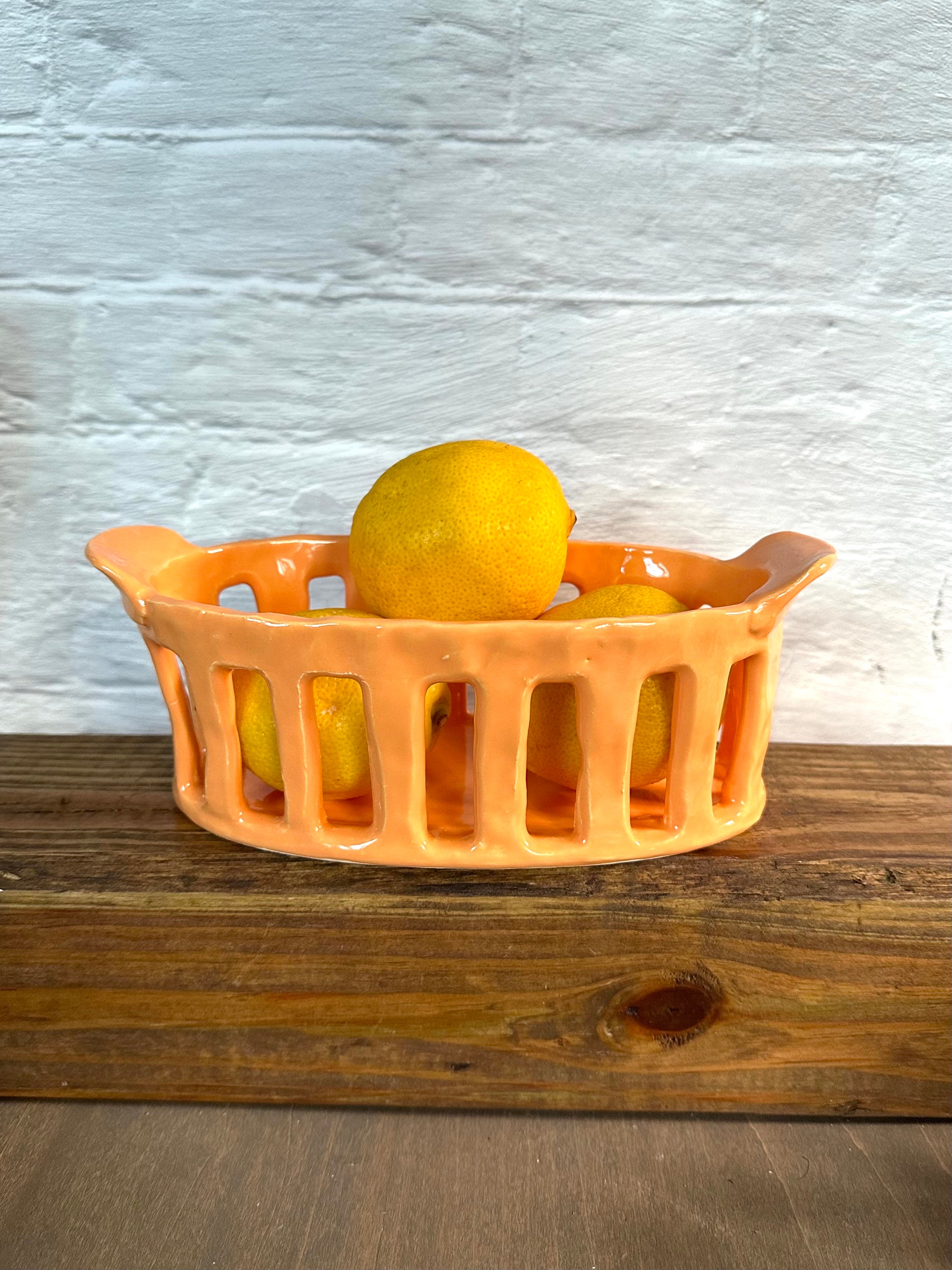 Fruit Bowl Large Kitchen Bowls Kitchen Countertop for Farmhouse Centerpiece Amber Aureate Edge, Size: 26cmx13.5cm, Yellow