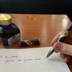 Spiral Piano Inlay rollerball or fountain pen made with Wenge