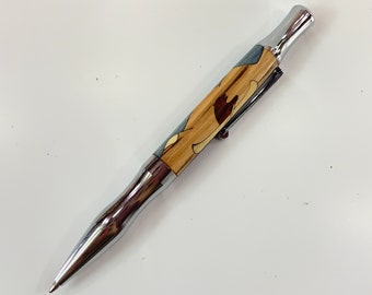 Canoeing Bear Ball point twist pen (multiple metal choices available)