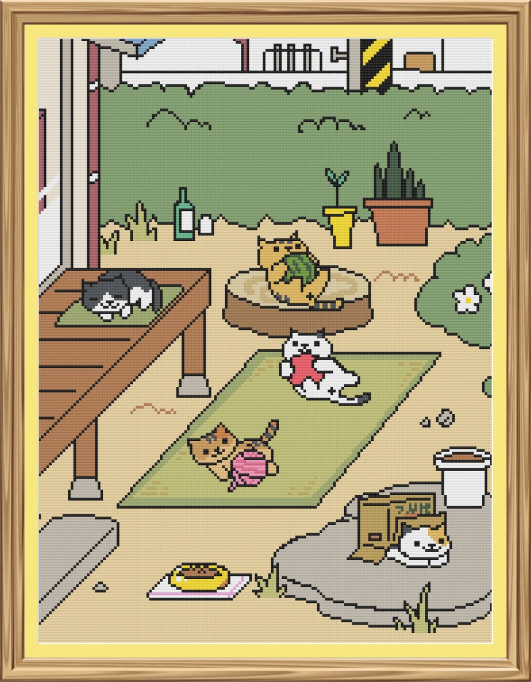 Neko Atsume Yard Cross Stitch Pattern PDF Download Etsy