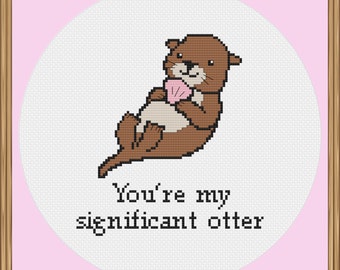 Otter Cross Stitch Pattern (Pun cross stitch pattern) PDF Download