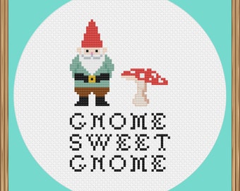 Modern Cross Stitch Gnome Pattern PDF Download