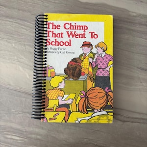 UPCYCLED JOURNALS: Chimp, School, Handmade, Repurposed, Journal, Last Minute, Blank Pages, Storybook, Diary, Sketchbook