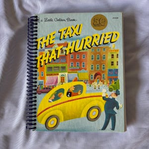 UPCYCLED JOURNALS: Little Golden Book, Taxi, Handmade, Upcycled, Repurposed, Journal, Last Minute, Storybook, Diary, Sketchbook