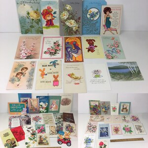 Lote vintage de 53 tarjetas de felicitación de cumpleaños usadas, arte, scrapbooking, manualidades recicladas