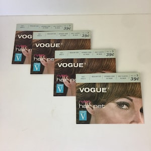 Lot of 4 Vtg Vogue Nylon Hair Nets Grey Regular Size Decoration Prop READ