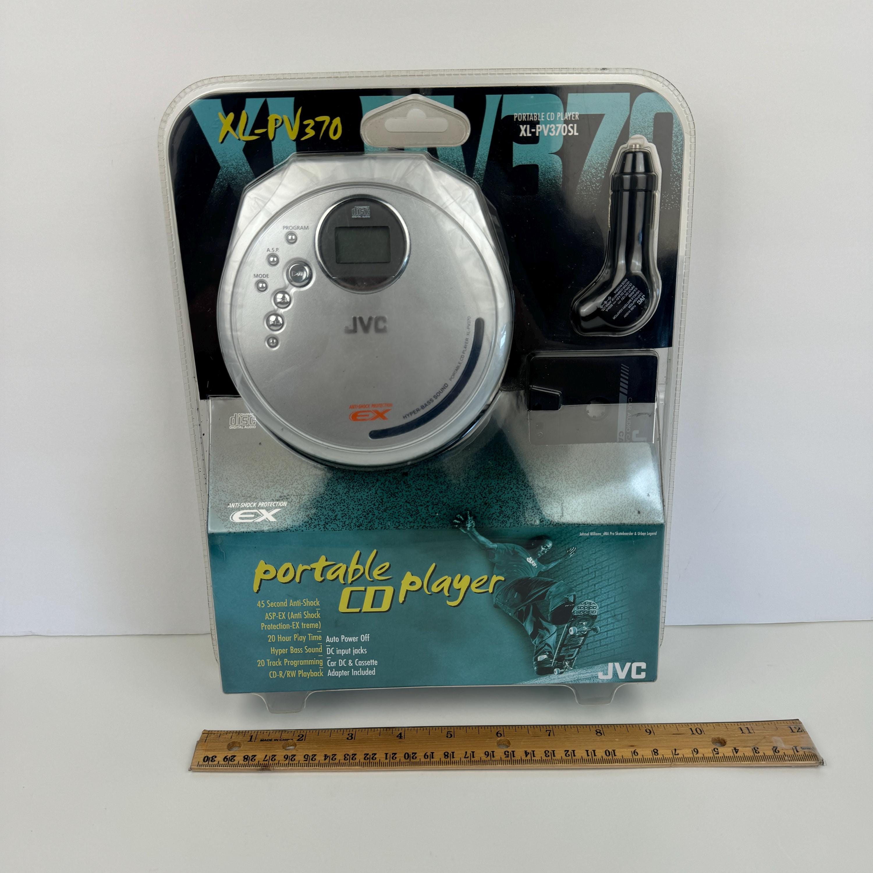 Vtg Sealed JVC Silver Portable CD Player XLPV370SL Car Adapt