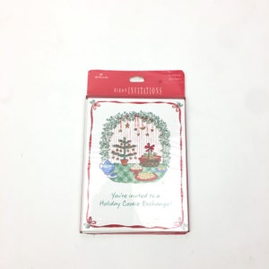 8 Vintage Hallmark Urlaub Cookie Austausch Party Event Einladung neu versiegelt