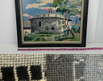 VTG Wand eingerahmt Nadelspitze Kunstwerk Handwerk Abgeschlossen Kirche Gebäude Baum Himmel