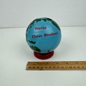 VTG Wereldklasse student geschilderde wereldbolkaart potloodhouder Russ Bernie and Co