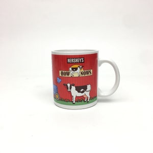 Hersheys How Now Cows Vintage Coffee Mug Tea Cup Farm Tractor Image Collectible