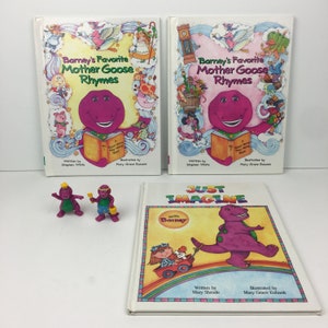 3 Vtg Barney Hardcover Books Mother Goose Rhymes Vol 1 2 Just Imagine 2 Small Toys