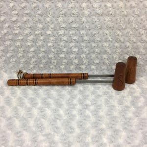 Salt and Pepper Shaker with Long Handles Vintage Wooden Collectible Camping