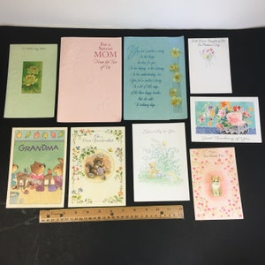 9 cartes de voeux vintage d'occasion pour la fête des mères, maman, grand-mère, réutilisation upcycle