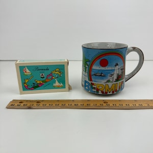 Cartas de Baralho Vintage Cerâmica 9 oz Caneca Colorida Lembrança Bermuda Praia Viagem