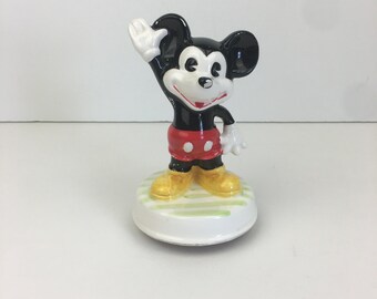 Vintage Musse Pigg Marsch Musikal Schmid Snurrande Uppdragbar Keramikfigur Disney