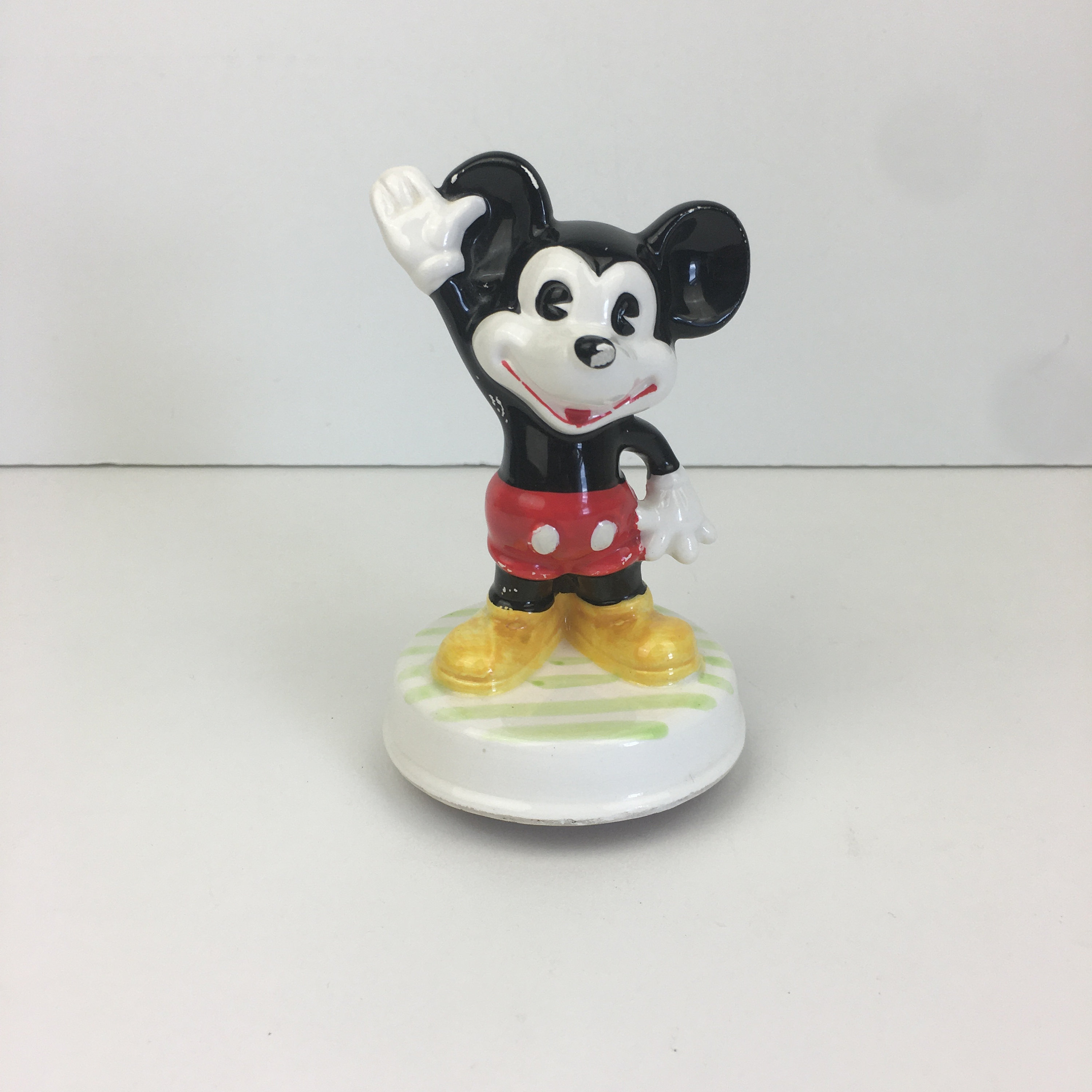 Vtg Mickey Mouse March Musical Schmid Spinning Windup Ceramic