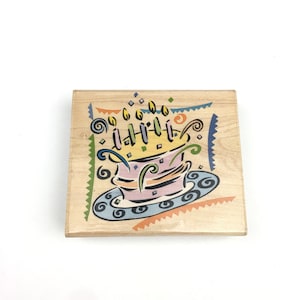 Confetti Birthday Cake Rubber Stamp Card Making Stampede Inc Made in USA A2516H