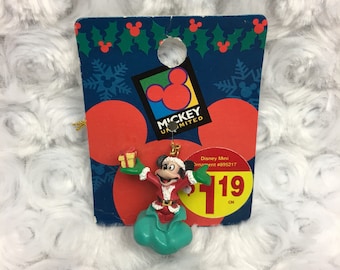Mickey Mouse as Santa Clause Vintage Miniature Enesco Mickey Unlimited Walt Disney Christmas Plastic Ornament