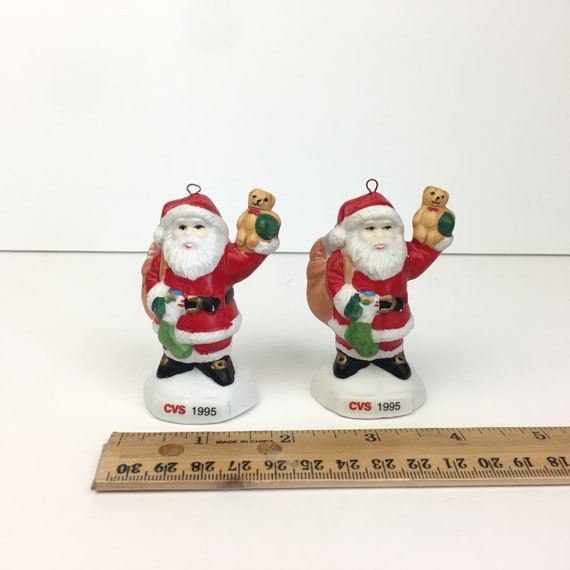 2 Vtg 1995 CVS Santa W Bear Christmas 