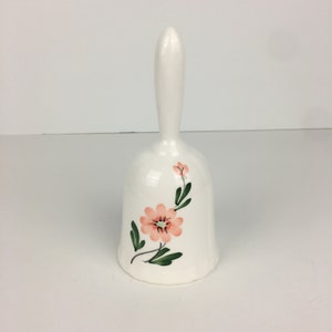 Vtg Ceramic Bell White w Pink Flowers Artistic Gifts Inc Taiwan Buena Park CA