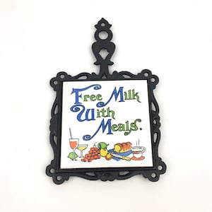 Vintage Ceramic Cast Iron Decorative Trivet Wall Hanging Free Milk with Meals