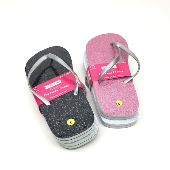 pink glitter flip flops