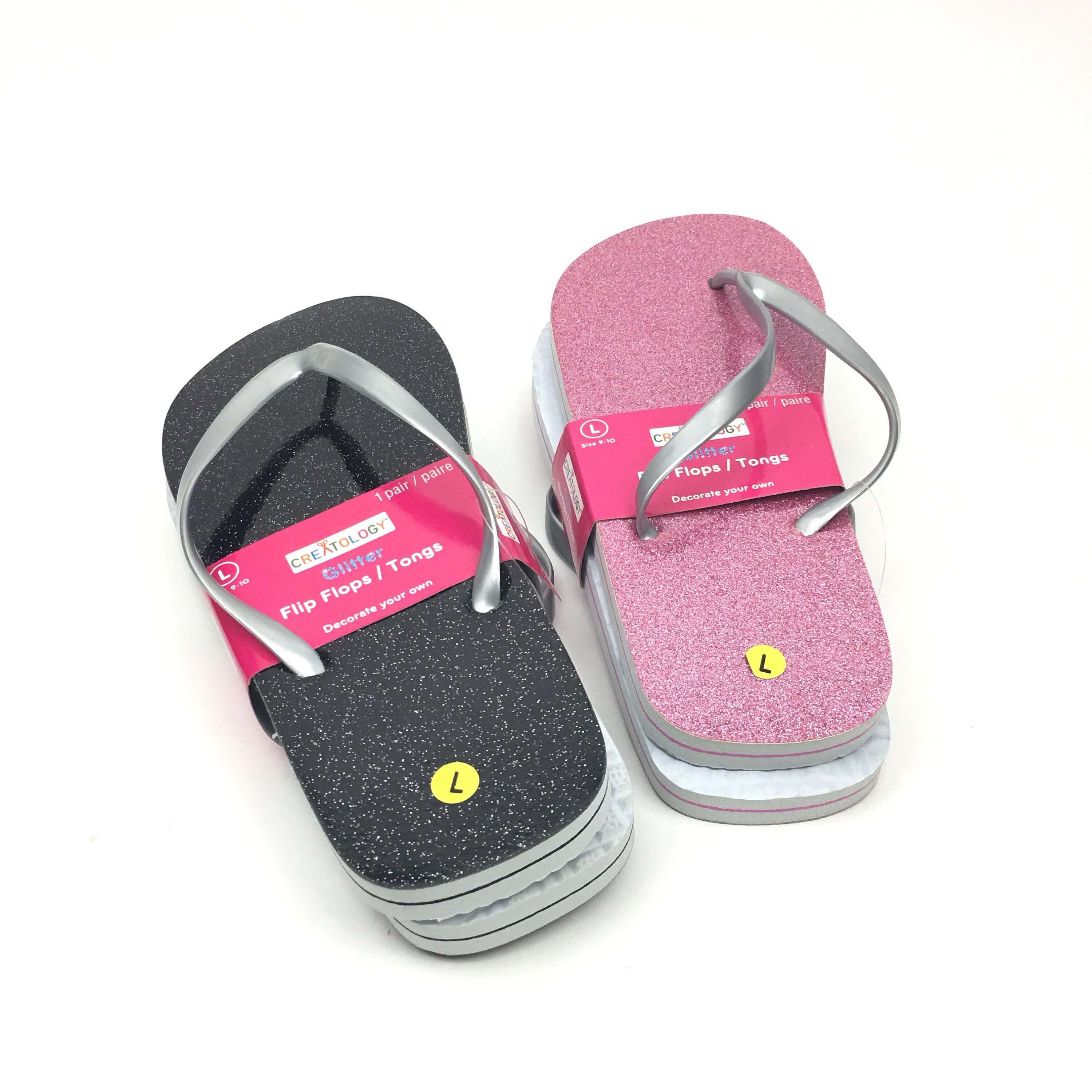 2 Packs Creatology Black Pink Glitter Flip Flops Tongs Decorate Your Own L  9-10 - Etsy