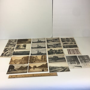 22 Cartões postais vintage aleatórios em preto e branco sépia, sem uso, reciclados, scrapbook, LEIA