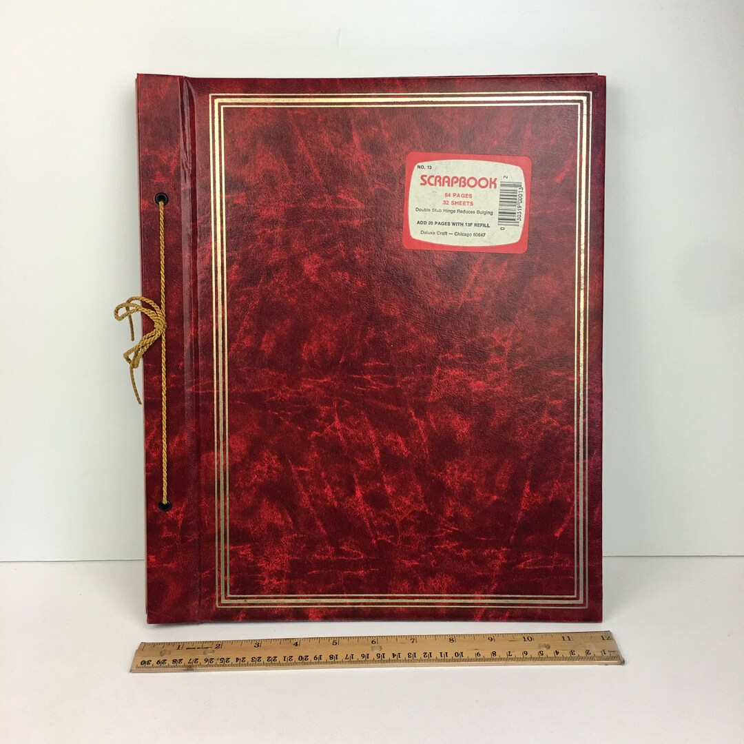 Vtg Aged Red Scrapbook 64 Pages 32 Sheets Tied Spine Made in Chicago ...